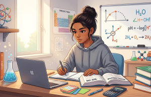 physique-chimie-bac-fille-ordinateur-livres